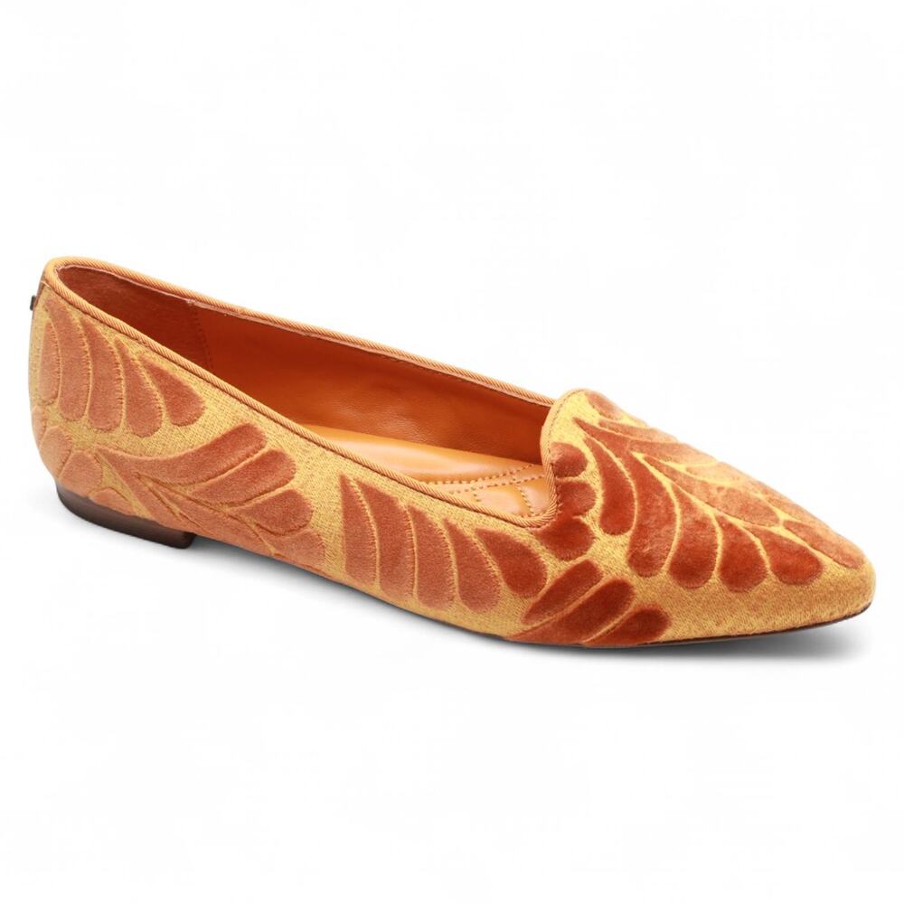 Sz Birdies Women's The Sparrow Flat Loafer, Marigold Velvet Embroidery, 7.5